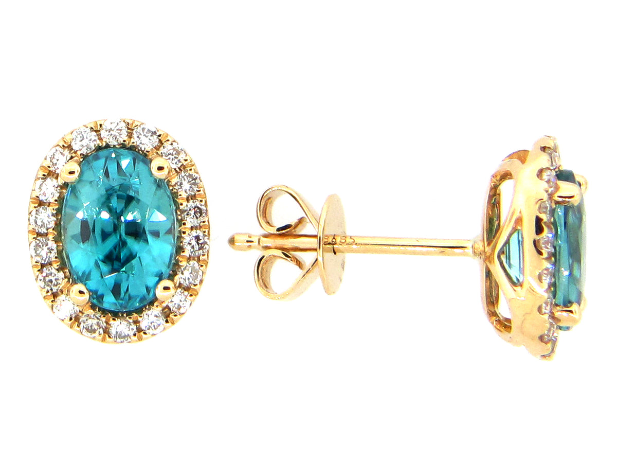 BLUE ZIRCON & DIAMOND EARRING