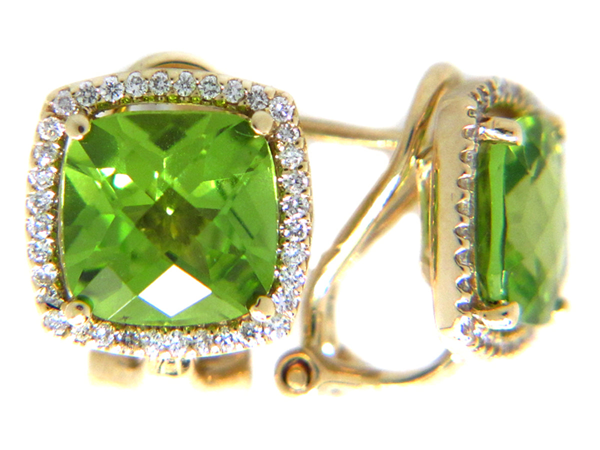 PERIDOT & DIAMOND EARRING, 14KY (N), C=4.66