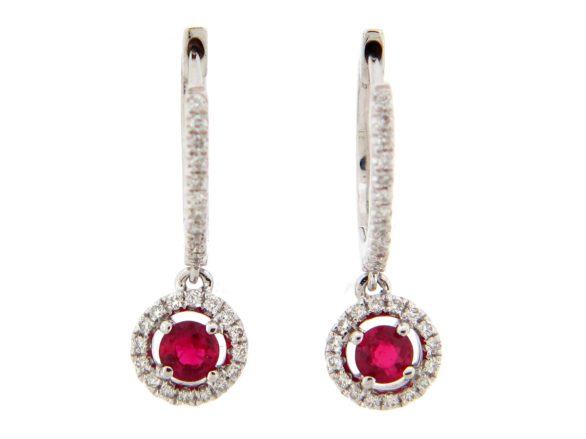RUBY & DIAMOND EARRING, 14KW (H)