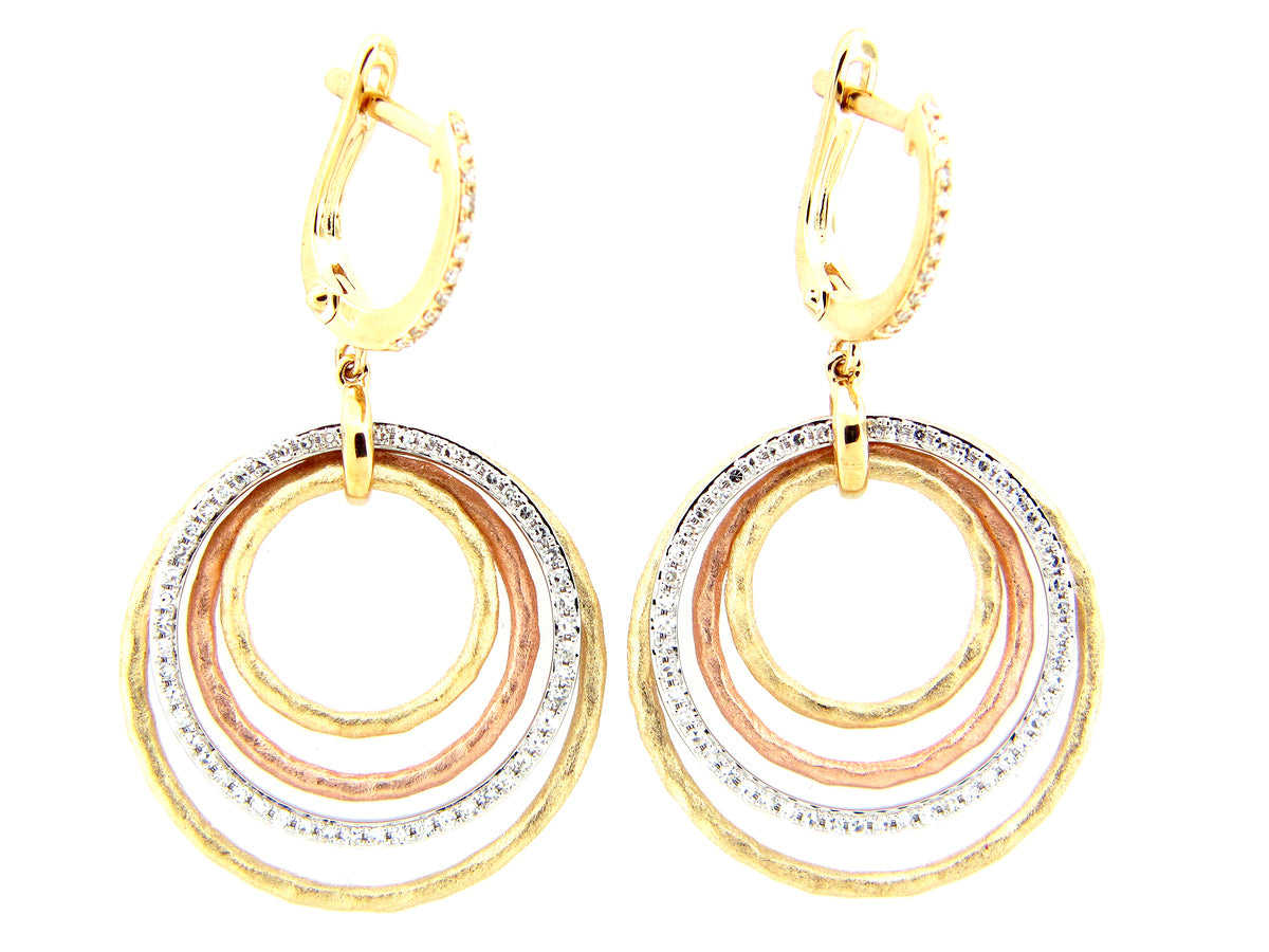 TRI COLOR DIAMOND EARRING, 14KWYR (N)