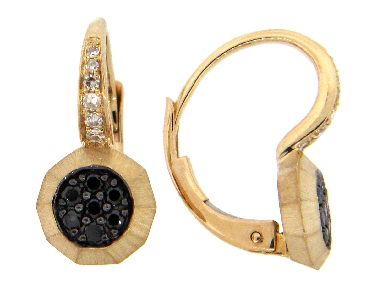 BLACK & WHITE DIAMOND EARRING, 14KY (R)