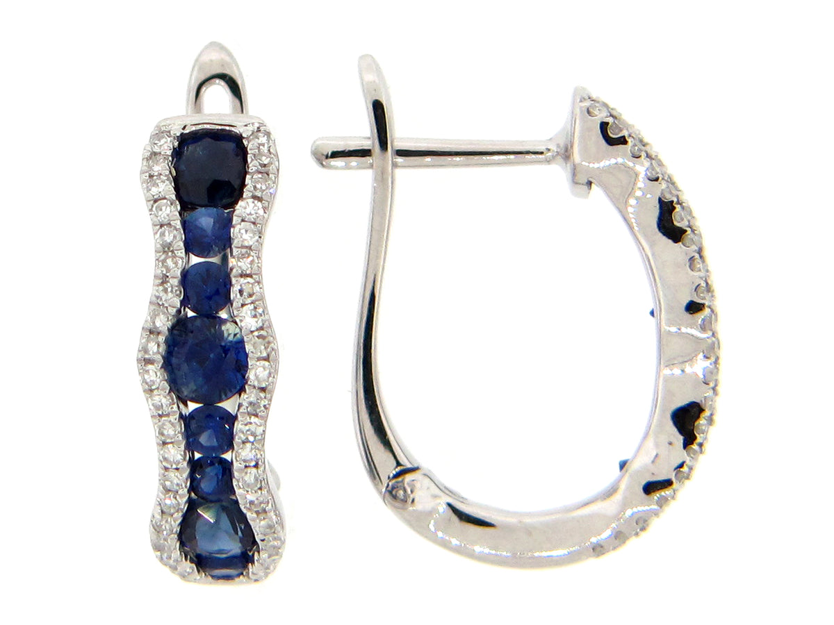 SAPPHIRE & DIAMOND EARRING, 14KW (H)