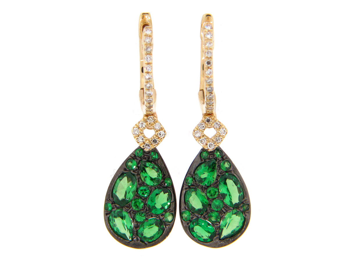 TSAVORITE & DIAMOND EARRING, 14KY (N)