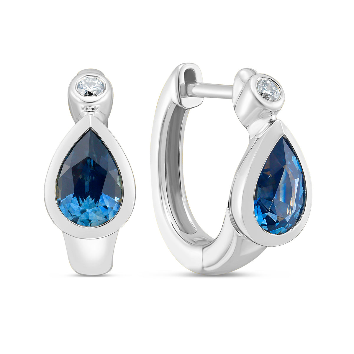 Montana Sapphire & Diamond Pear Huggie Earring