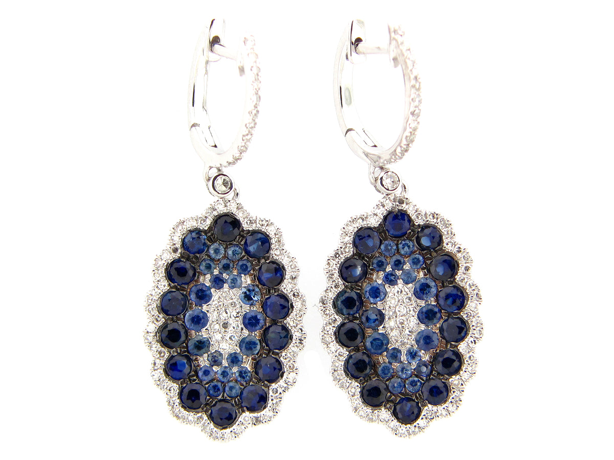 SAPPHIRE & DIAMOND EARRING, 14KW (H)