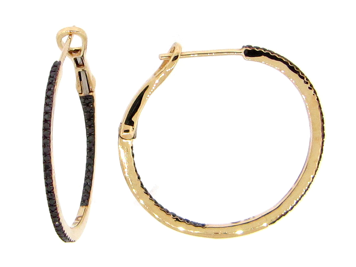 BLACK DIAMOND HOOP EARRING