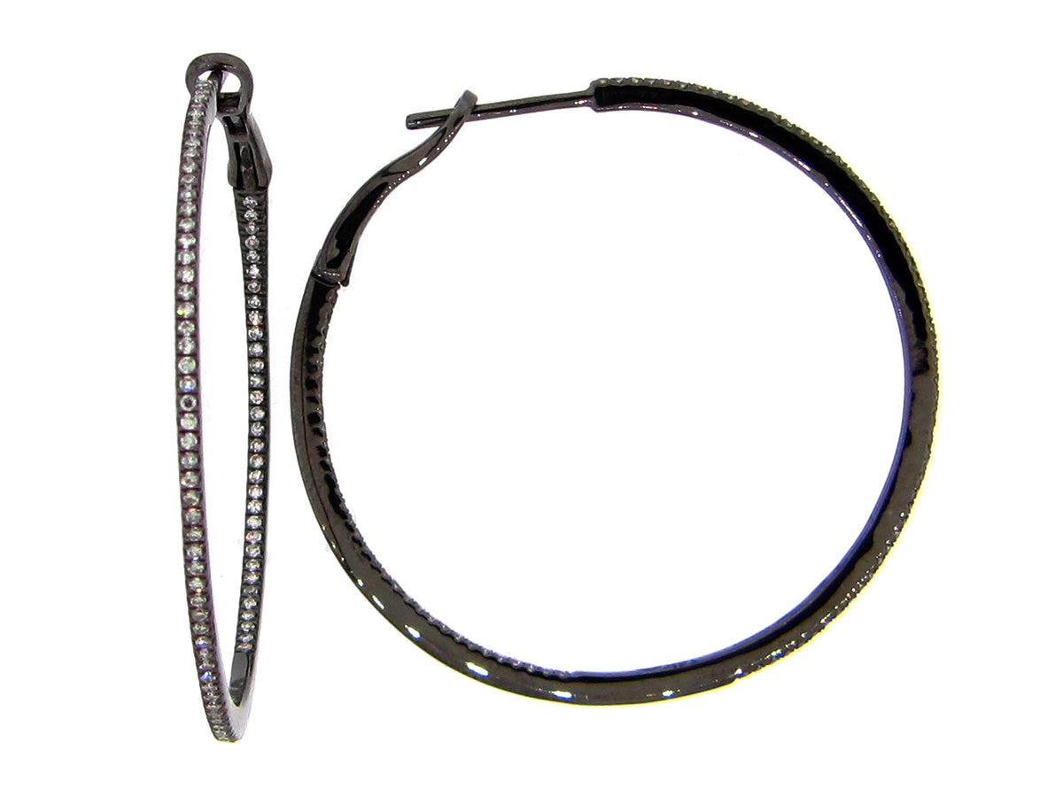 DIAMOND EARRING, 38MM, 14K BLACK FINISH (N)