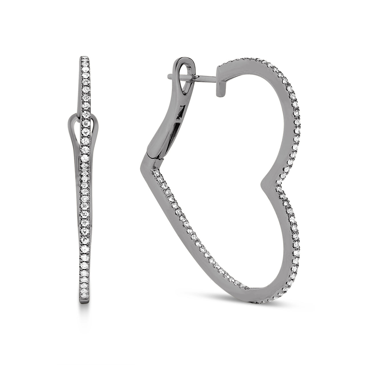 Diamond Heart Slim Hoop Earring
