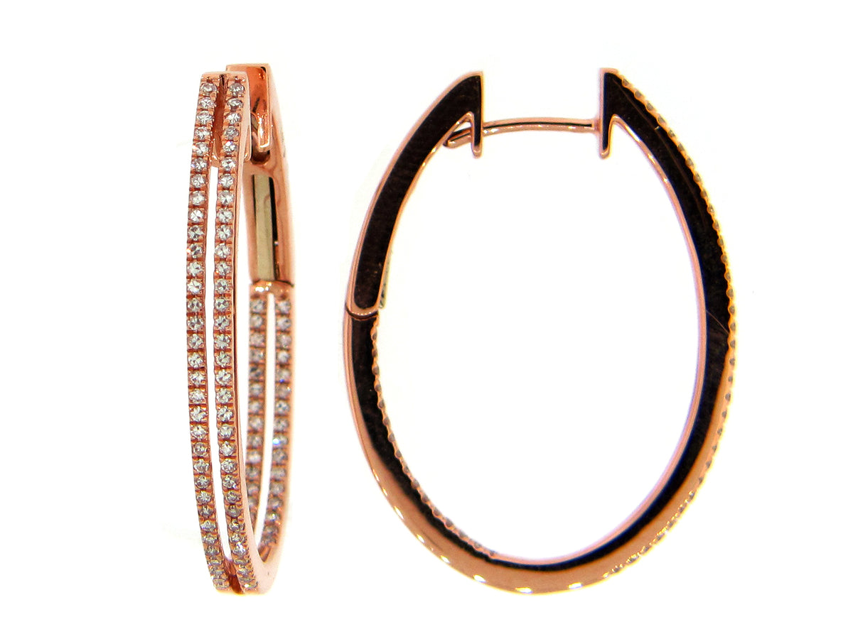 DIAMOND 2 ROW OVAL EARRING
