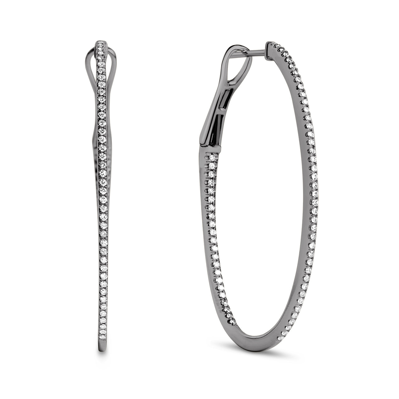 Diamond Oval Slim Hoop Earring