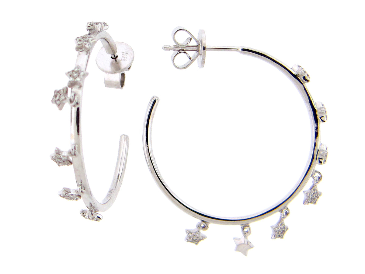 DIAMOND STARS 25MM J HOOP EARRING