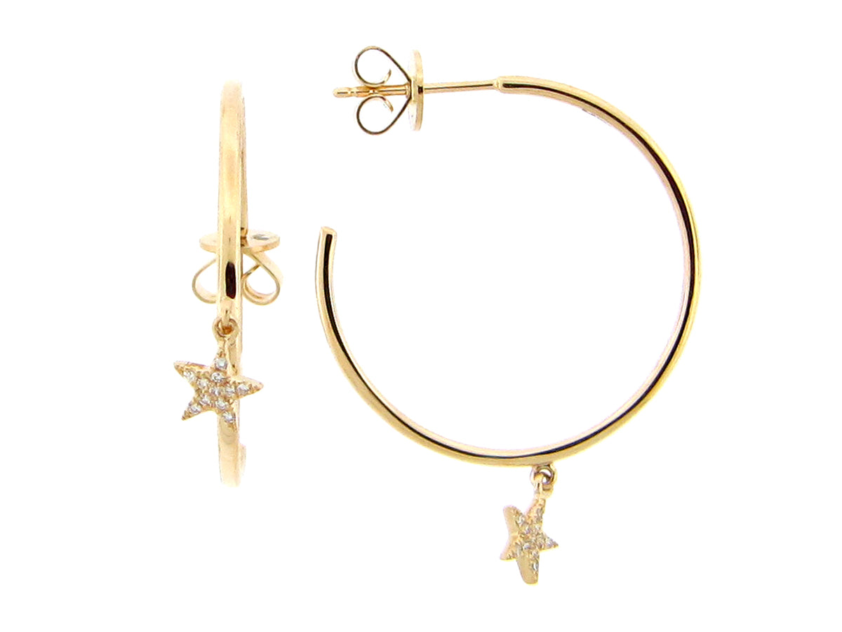 DIAMOND STAR 25MM J HOOP EARRING