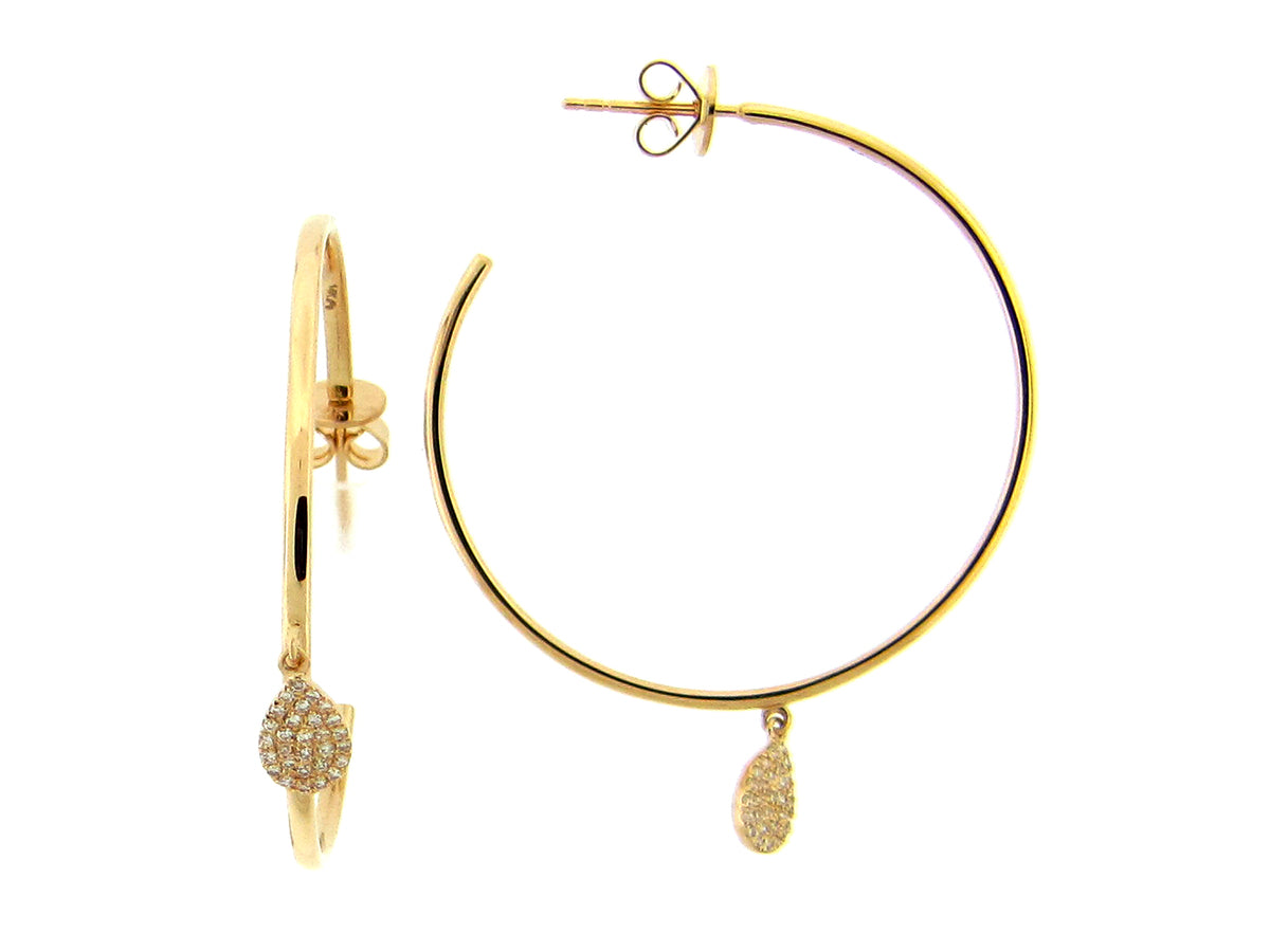 DIAMOND PEAR 35MM J HOOP EARRING