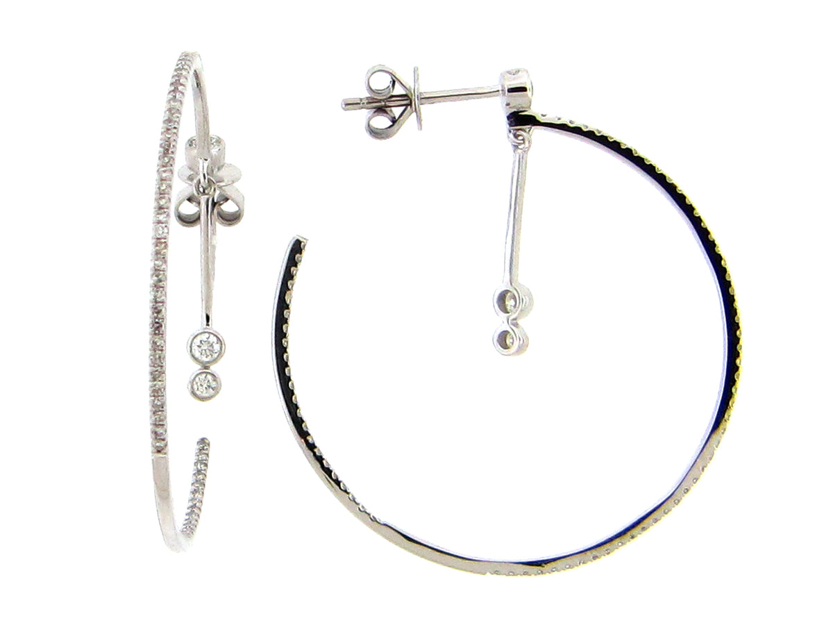 DIAMOND 31MM J HOOP BEZEL BAR EARRING