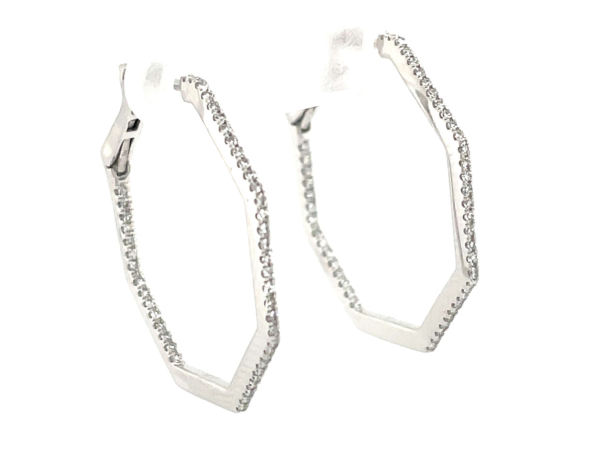 DIAMOND OCTAGON INSIDE OUTSIDE HOOP EARRING
