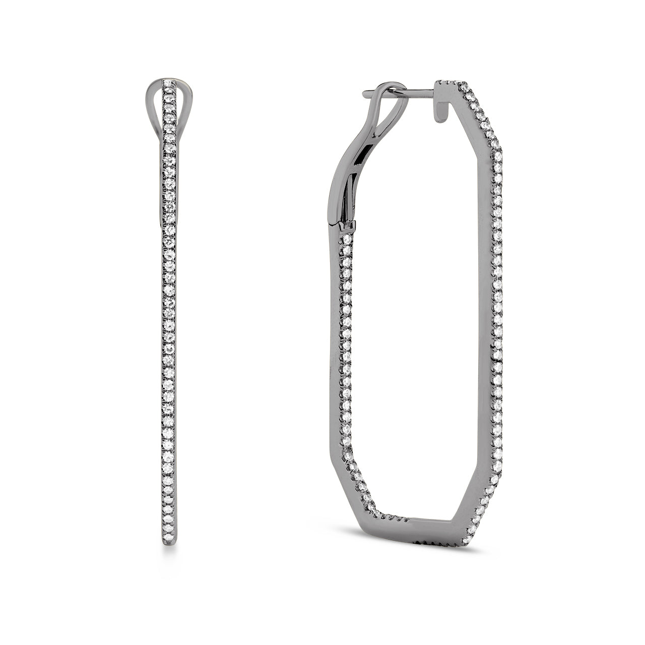 Diamond Rectangle Slim Hoop Earring