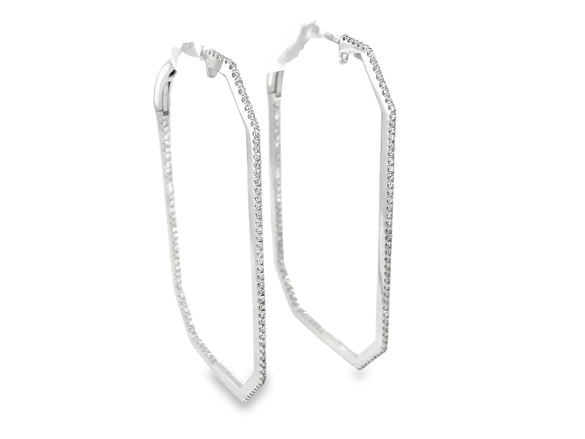 DIAMOND RECTANGLE INSIDE OUTSIDE HOOP EARRING