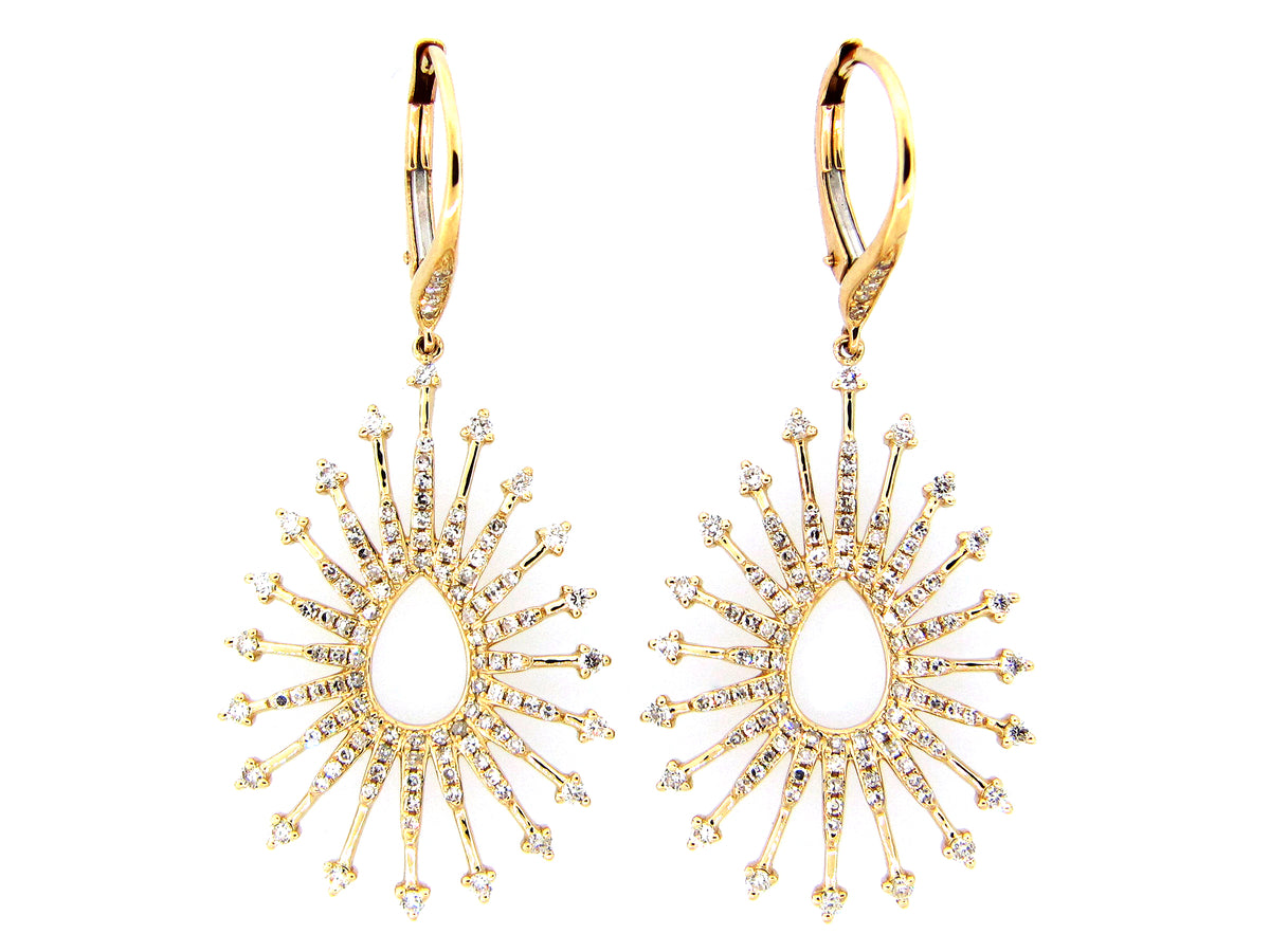 DIAMOND STARBURST EARRING, 14KY (N)
