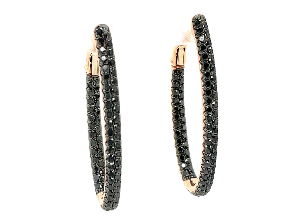 BLACK DIAMOND 2 ROW OVAL 34X18MM EARRING