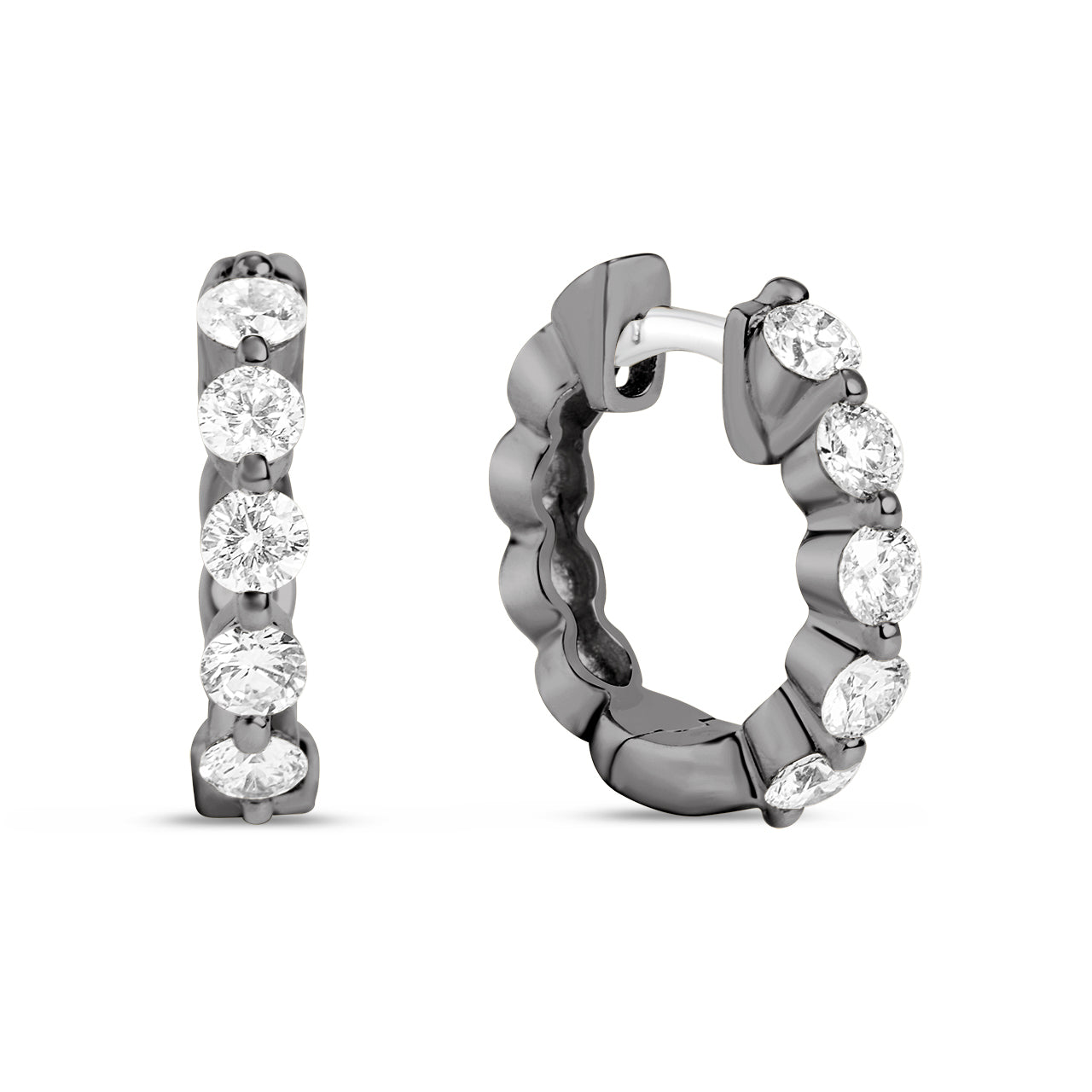 Diamond 5 Stone Huggie Earring