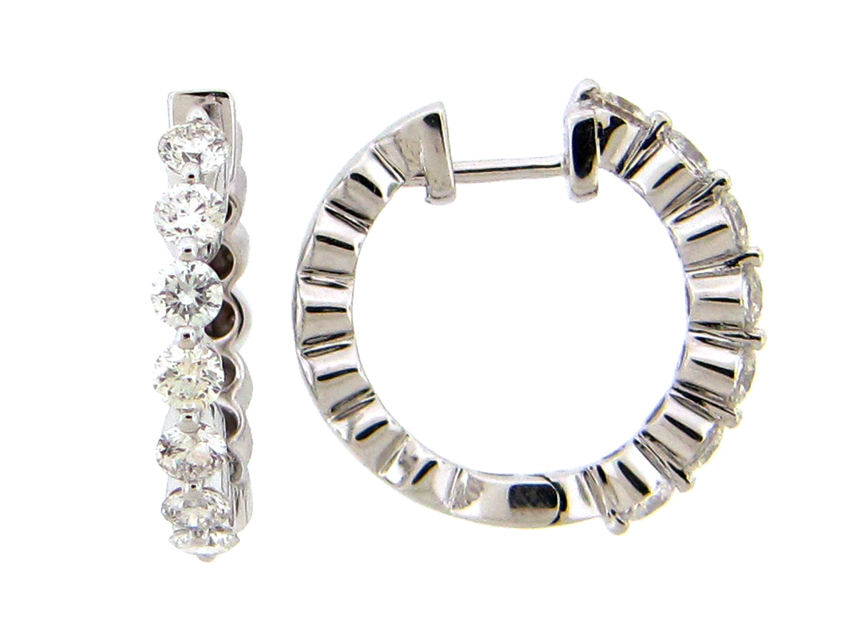 DIAMOND SINGLE PRONG 18MM HOOP EARRING