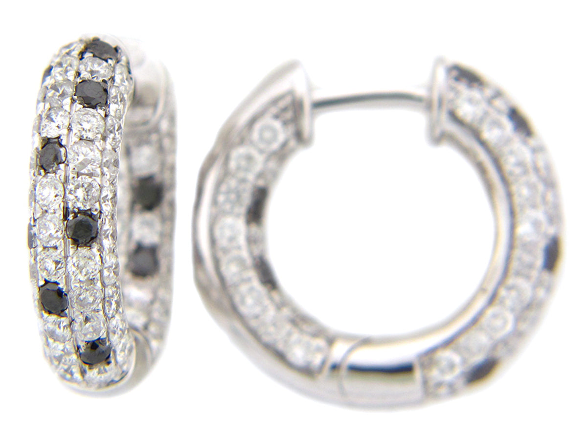 BLACK & WHITE DIAMOND EARRING, 14KW (R/H)