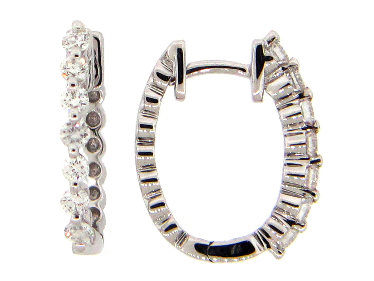DIAMOND SINGLE PRONG OVAL HUGGY EARRING