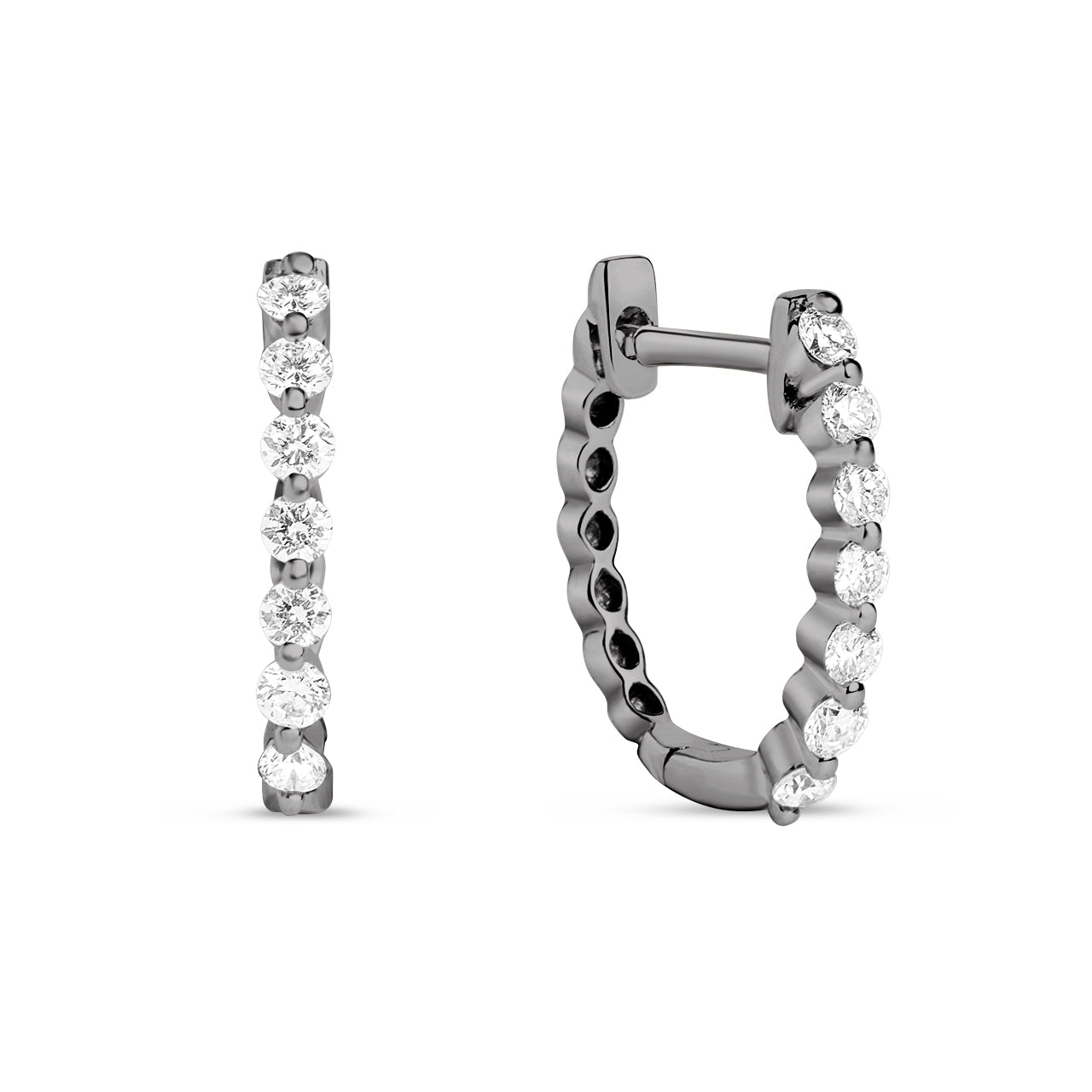 Diamond Single Prong Oval Hoop Earring