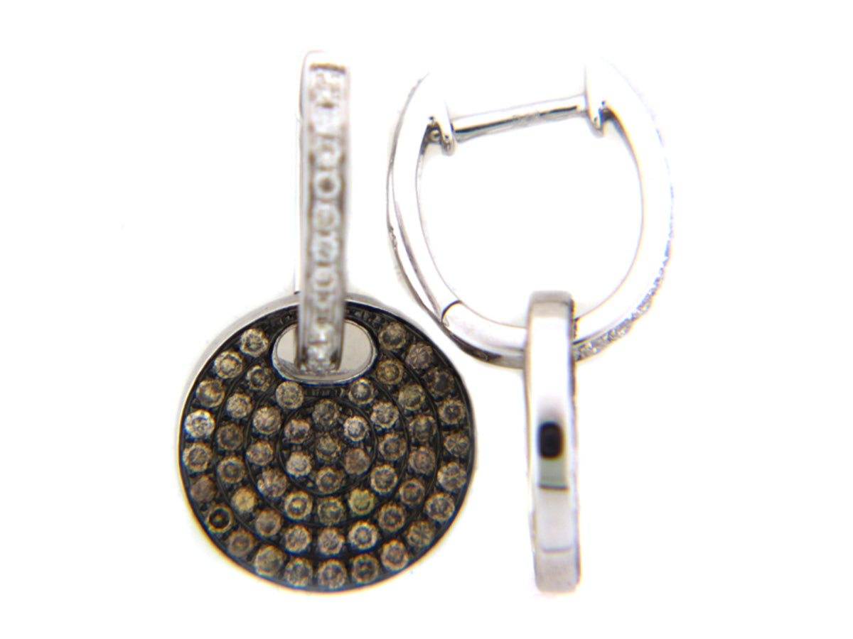 BROWN & WHITE DIAMOND EARRING, 14KW (N)