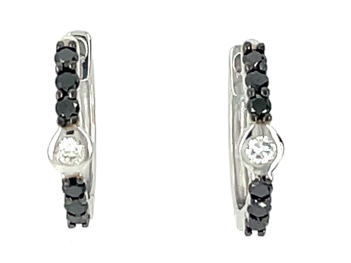 Black White Diamond Center Huggy Earring