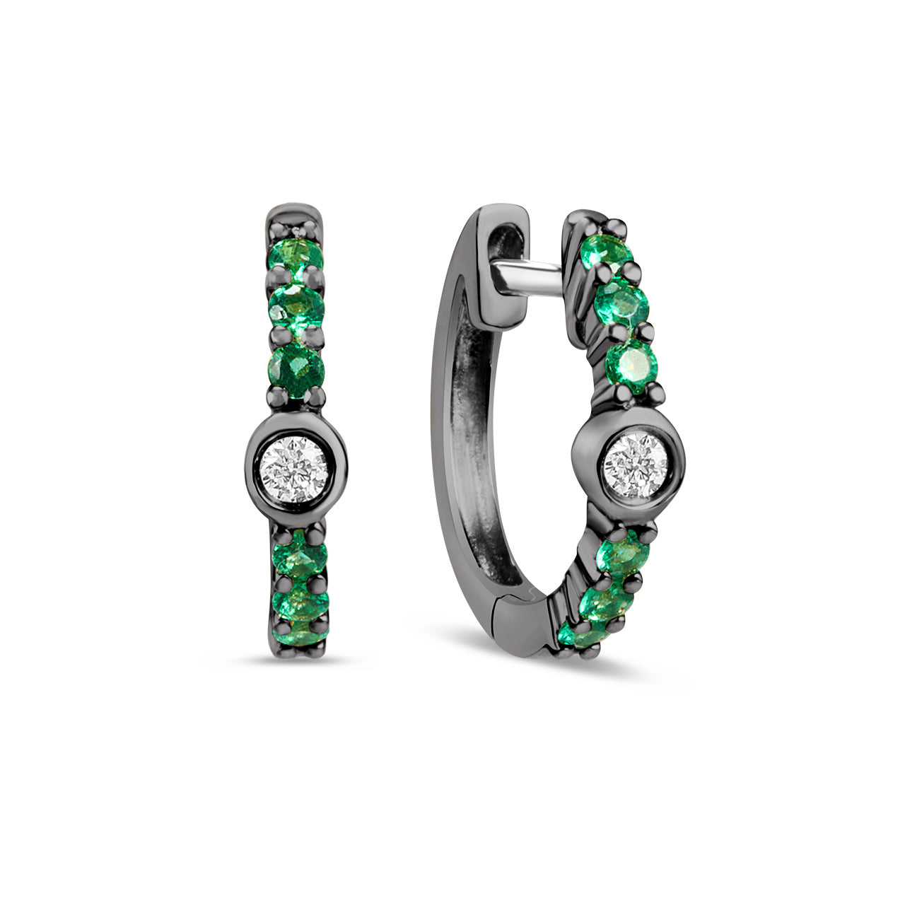Emerald & Diamond Center Huggie Earring