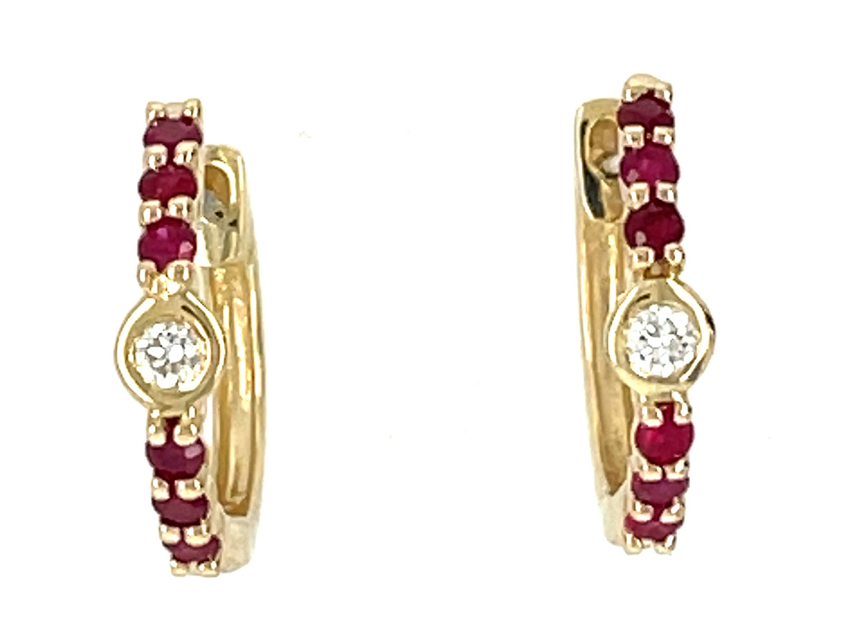 RUBY & DIAMOND CENTER HUGGY EARRING