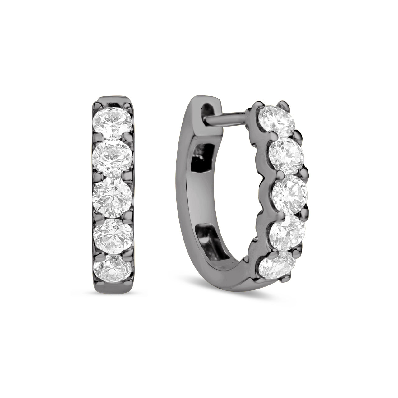 Diamond 5 Stone Huggie Earring