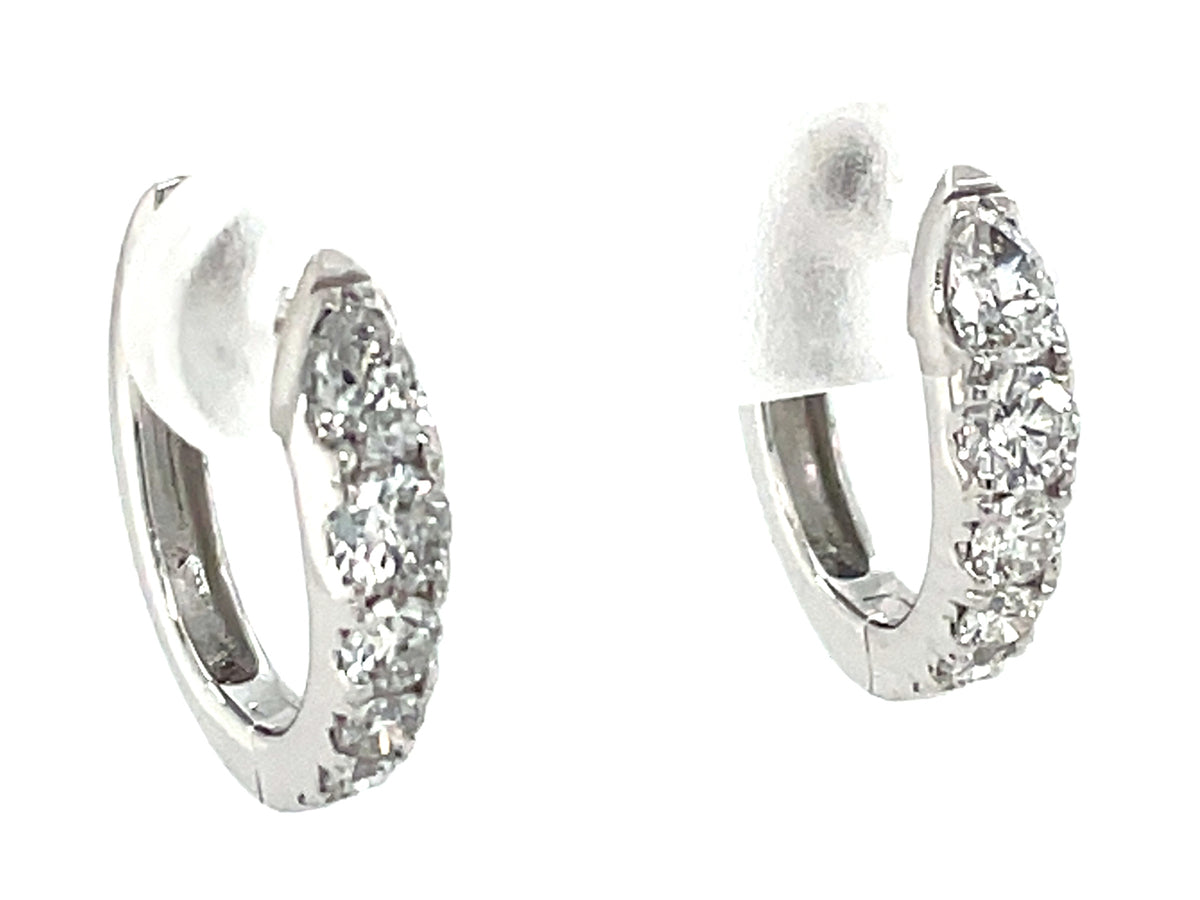 DIAMOND PEAR & ROUND TAPERED HUGGY EARRING, 15MM