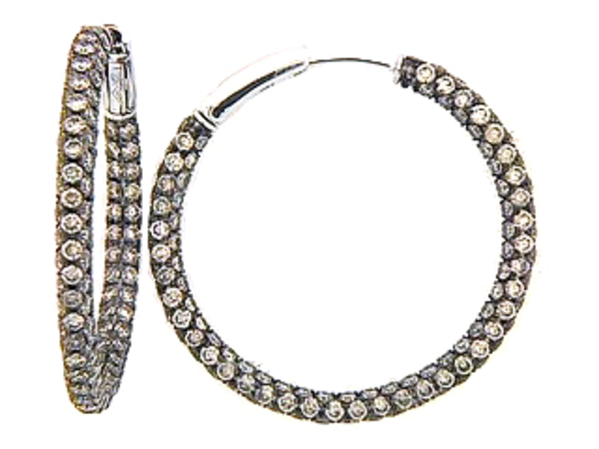 BROWN DIAMOND EARRING, 18KW (N), D=5.90