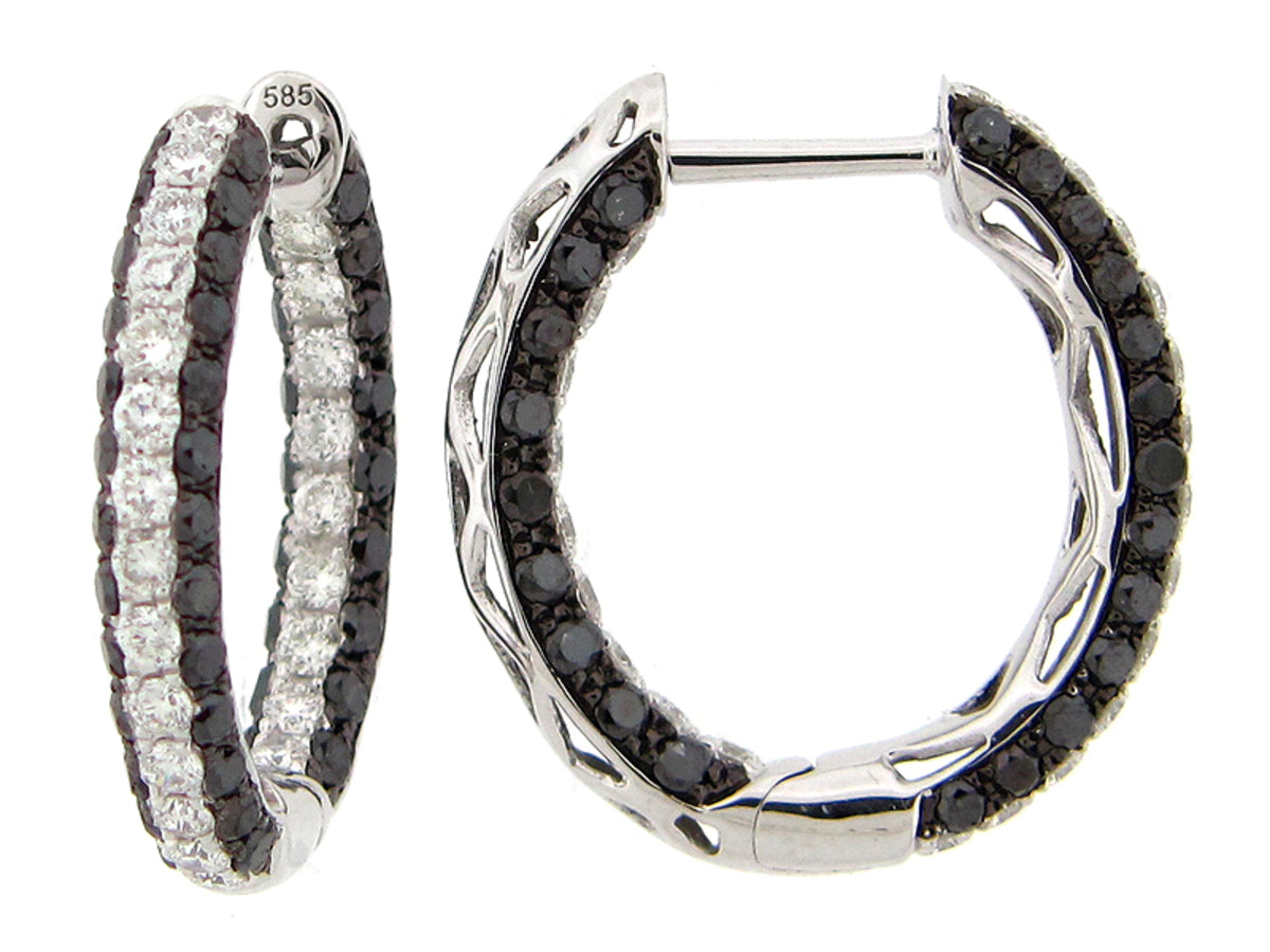BLACK & WHITE DIAMOND EARRING, 14KW (R/N)