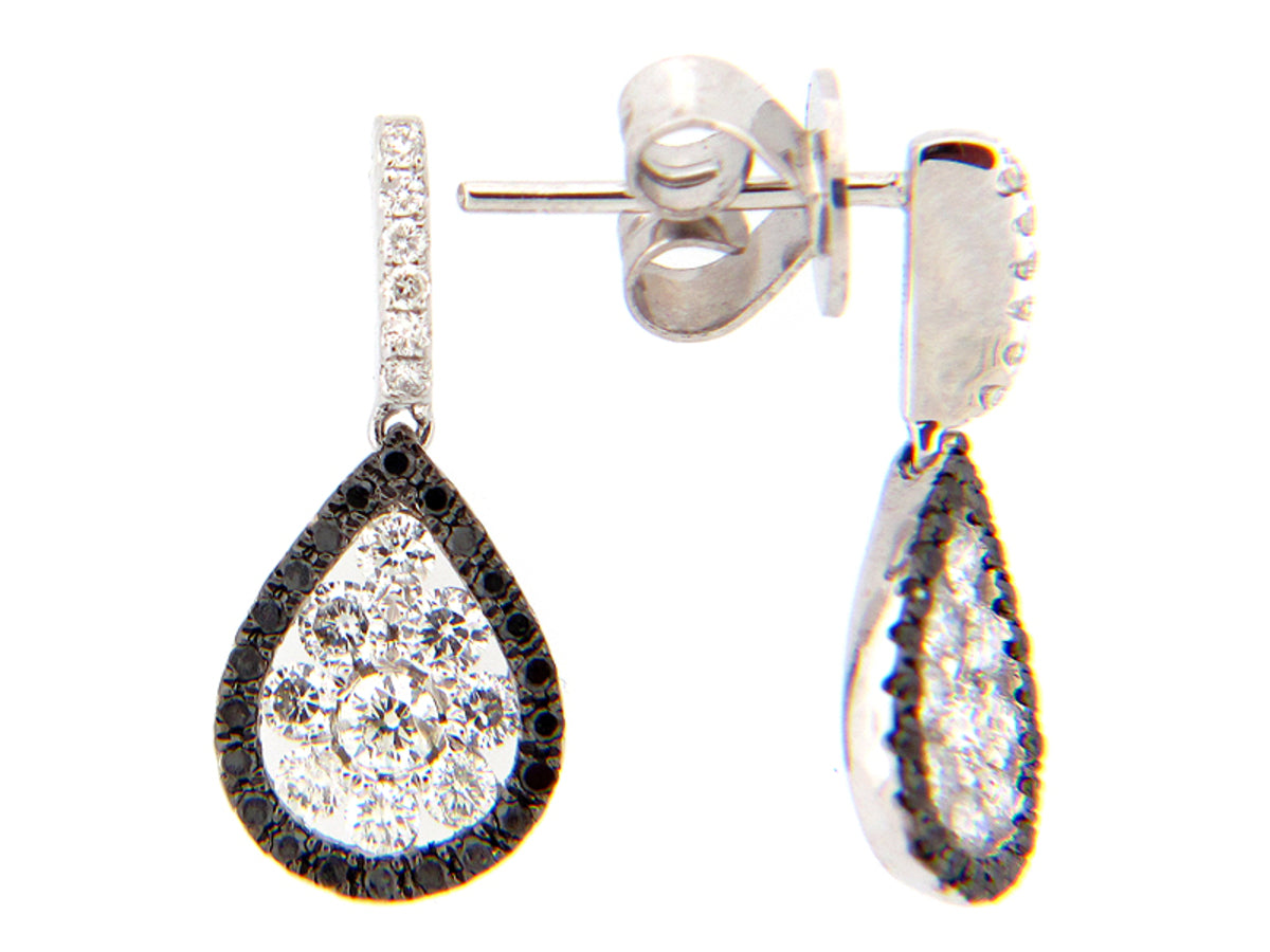 BLACK & WHITE DIAMOND PEAR EARRING