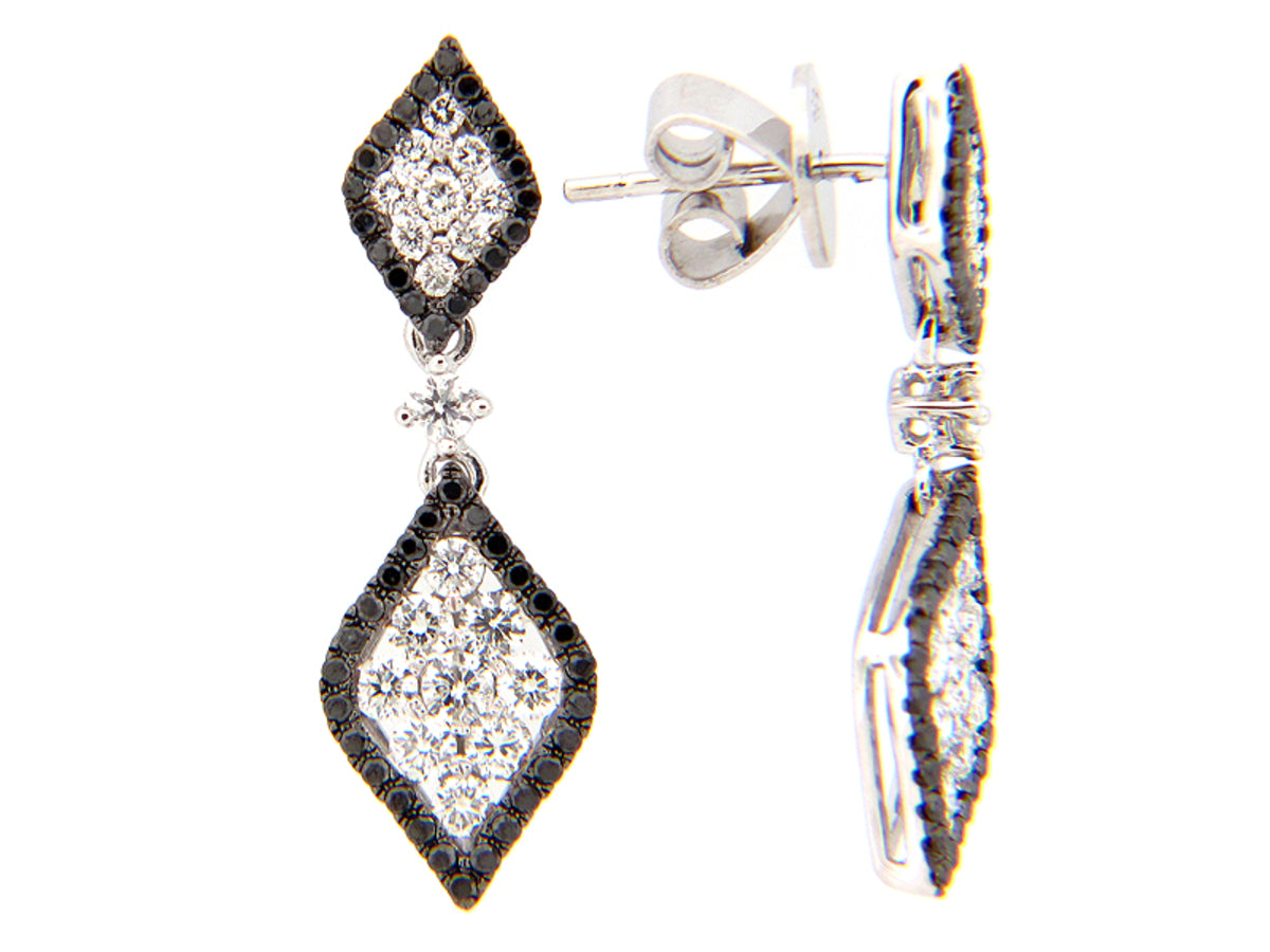 BLACK & WHITE DIAMOND EARRING, 14KW (R/N)