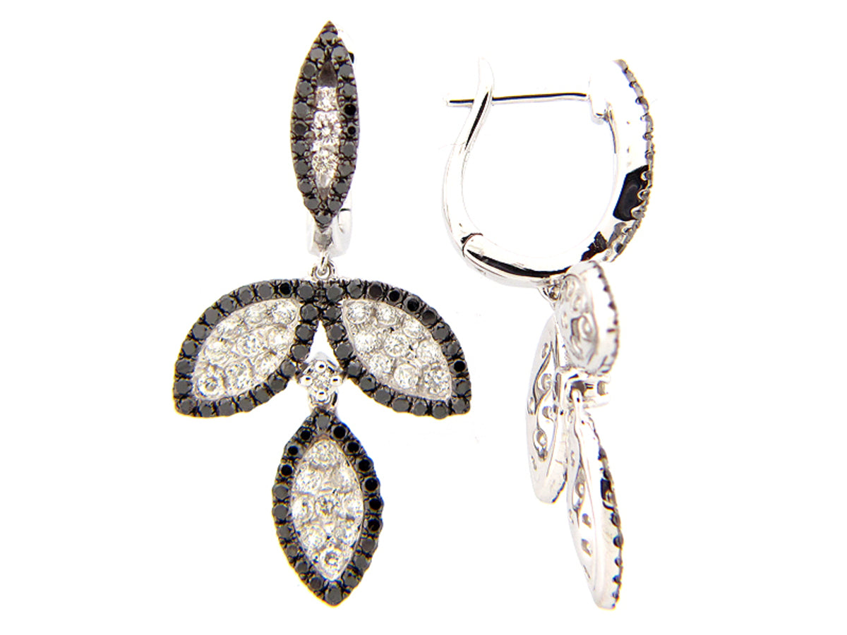 BLACK & WHITE DIAMOND EARRING, 14KW (R/N)