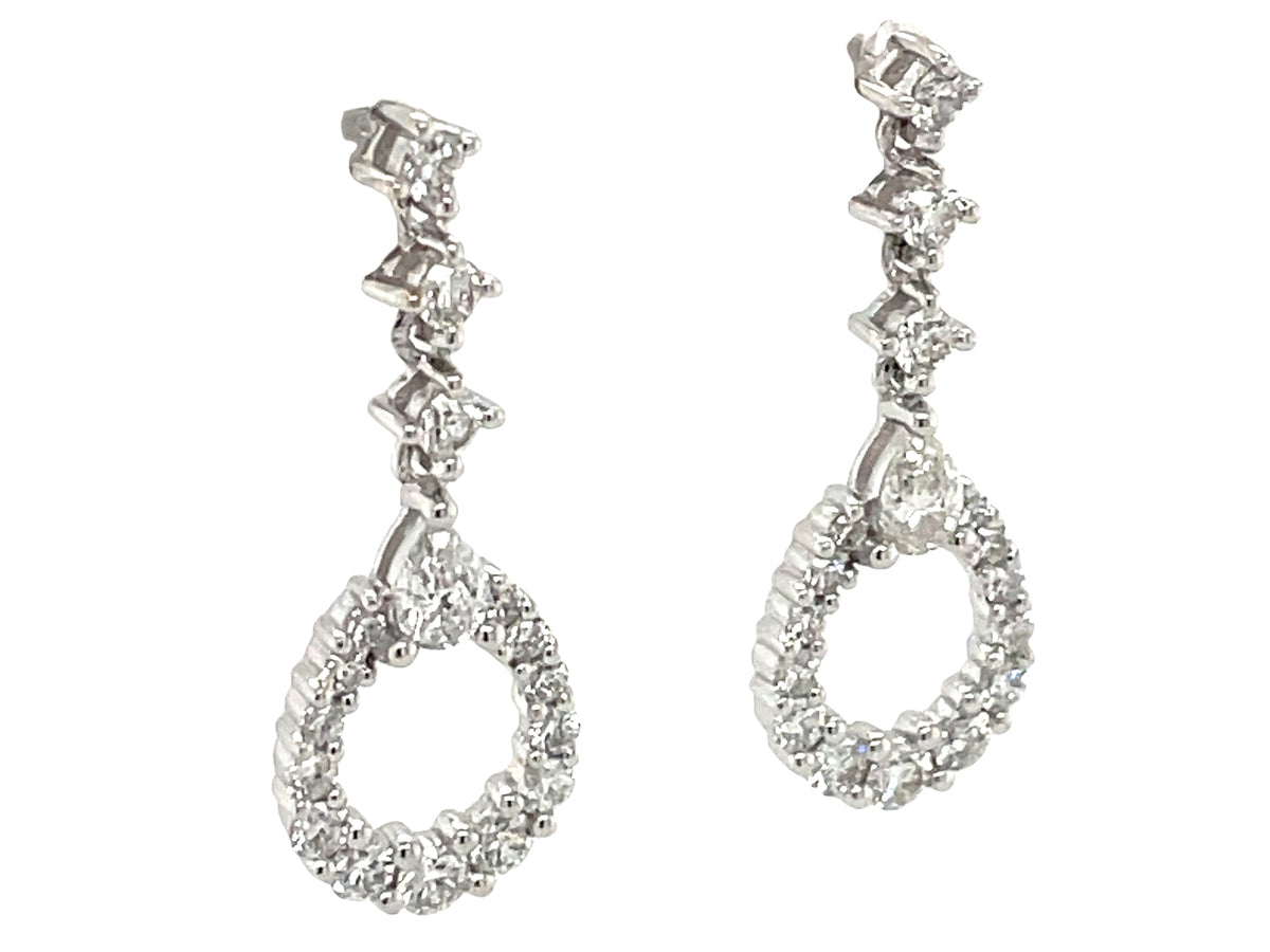 DIAMOND OVAL DROP EARRING, 25MM