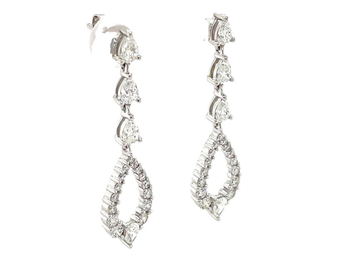 DIAMOND OVAL DROP EARRING, 36MM