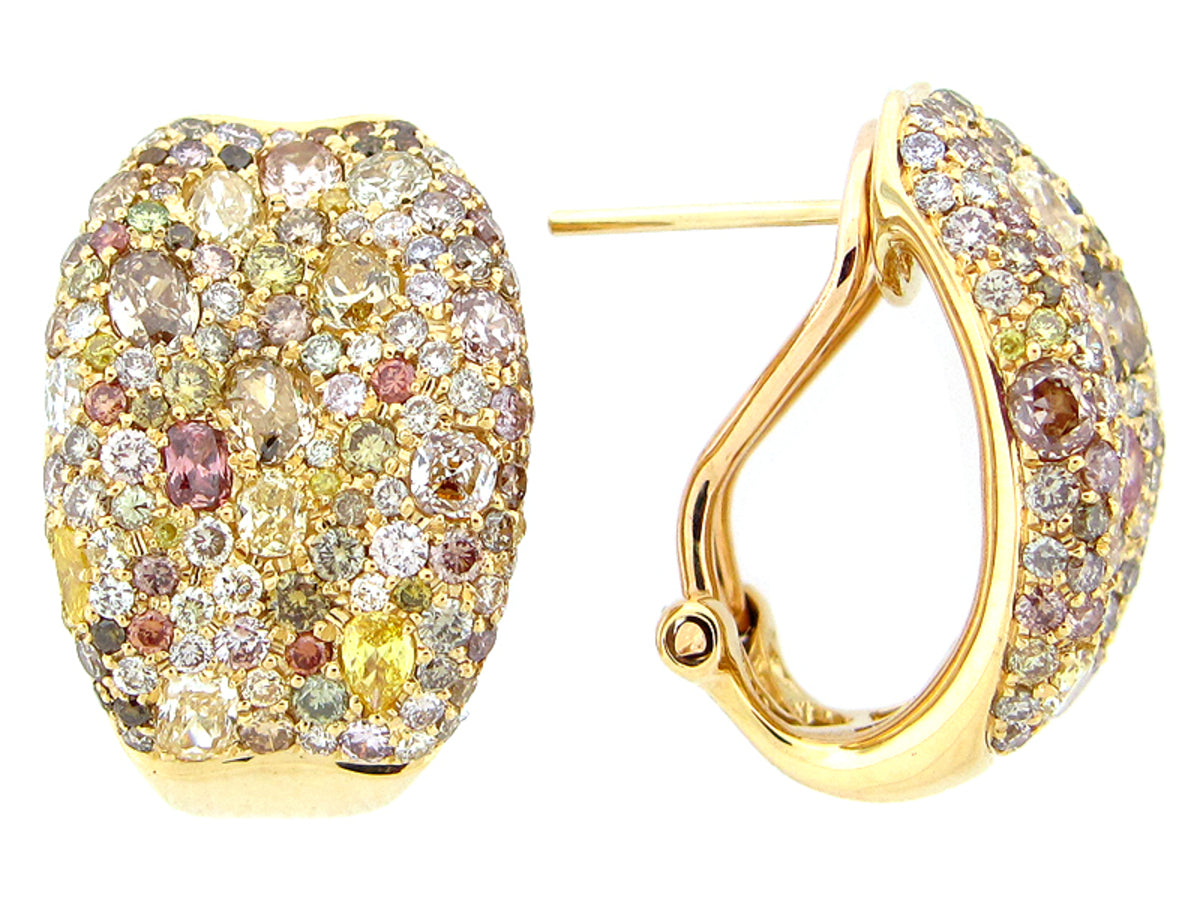 FANCY COLOR DIAMOND EARRING, 18KY (N)