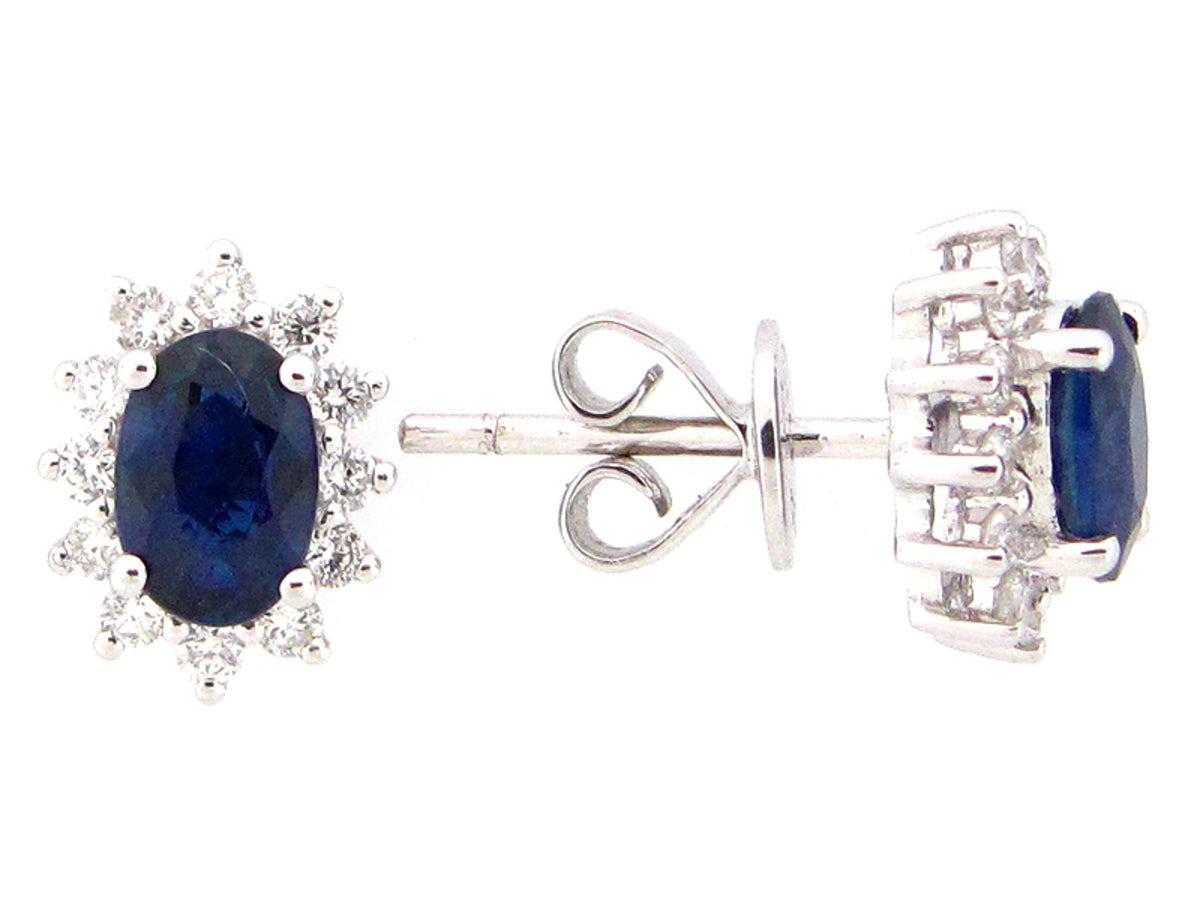 SAPPHIRE & DIAMOND EARRING, 18KW (H), C=1.12