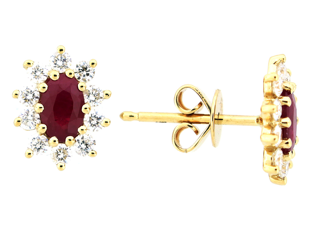 RUBY & DIAMOND EARRING, 14KY (H)