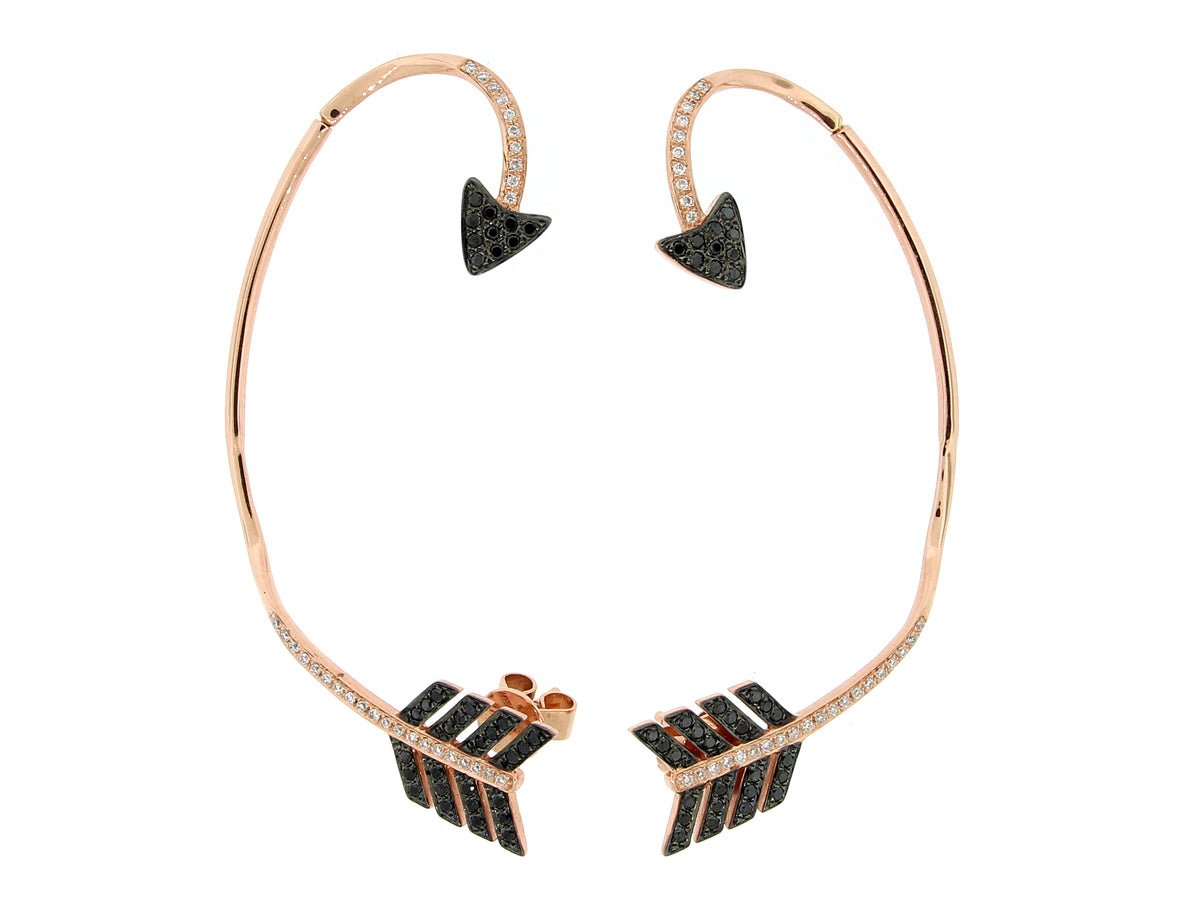 BLACK & WHITE DIAMOND ARROW CLIMBER EARRING