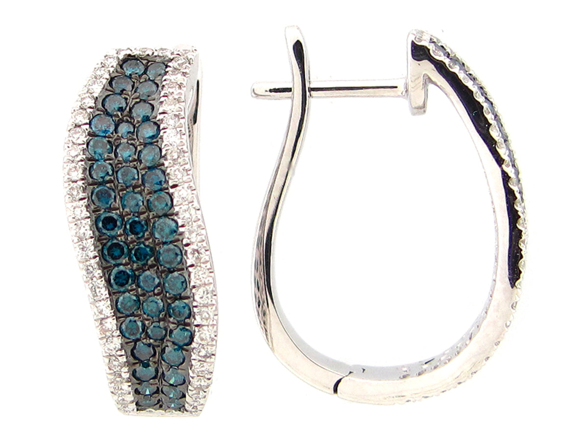 IRR BLUE & WHITE DIAMOND EARRING, 14KW (R)