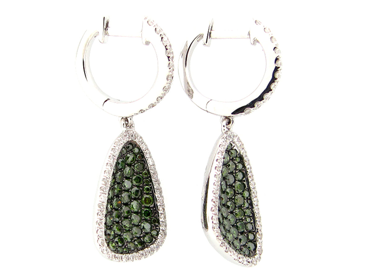 IRR GREEN & WHITE DIAMOND EARRING, 14KW (R)