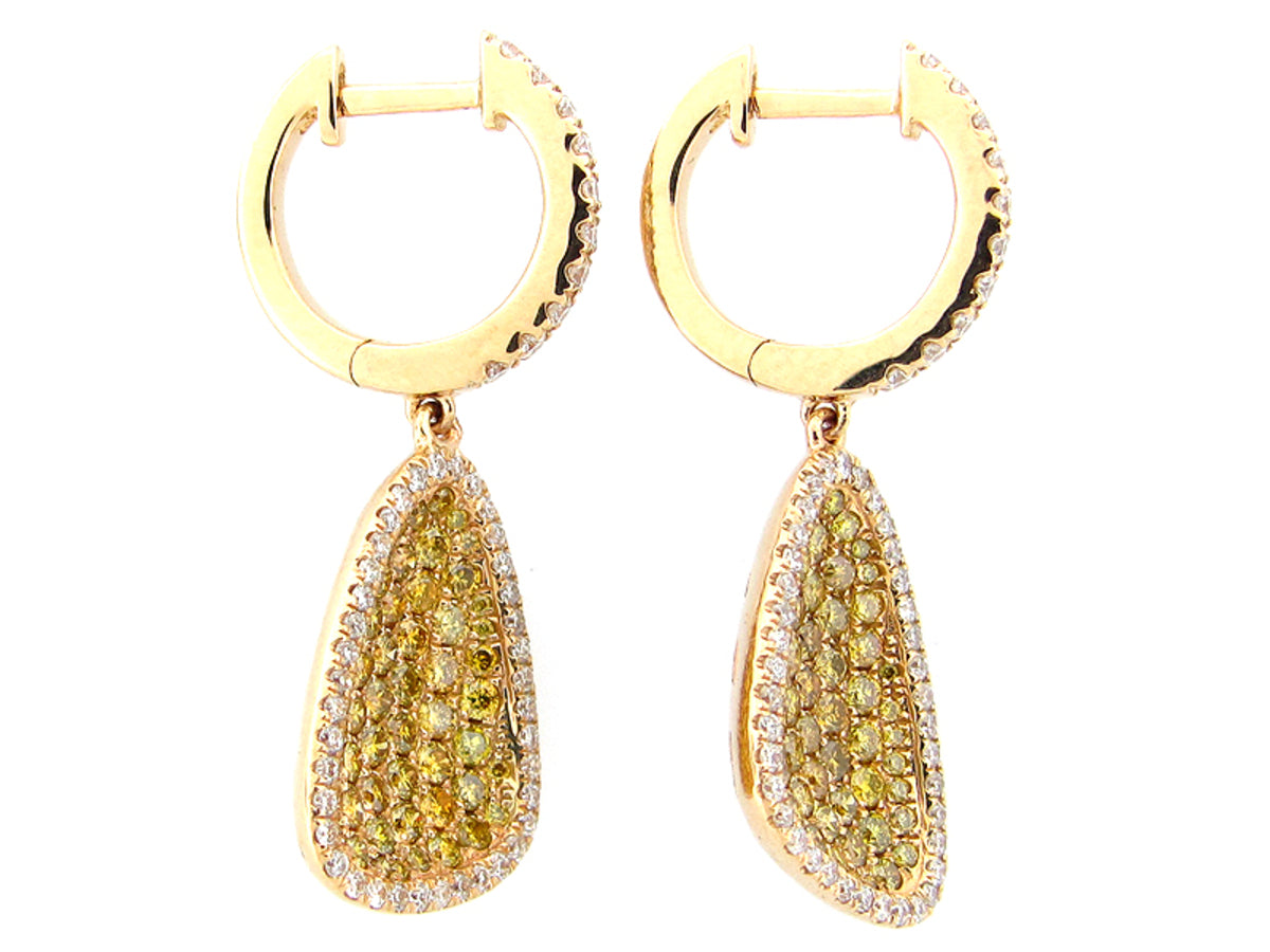 IRR YELLOW & WHITE DIAMOND EARRING, 14KY (R)