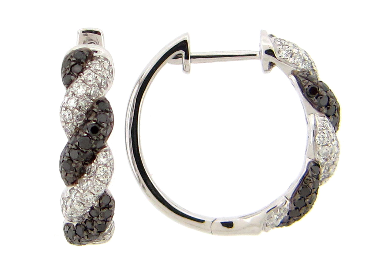 BLACK & WHITE DIAMOND EARRING, 14KW (R)