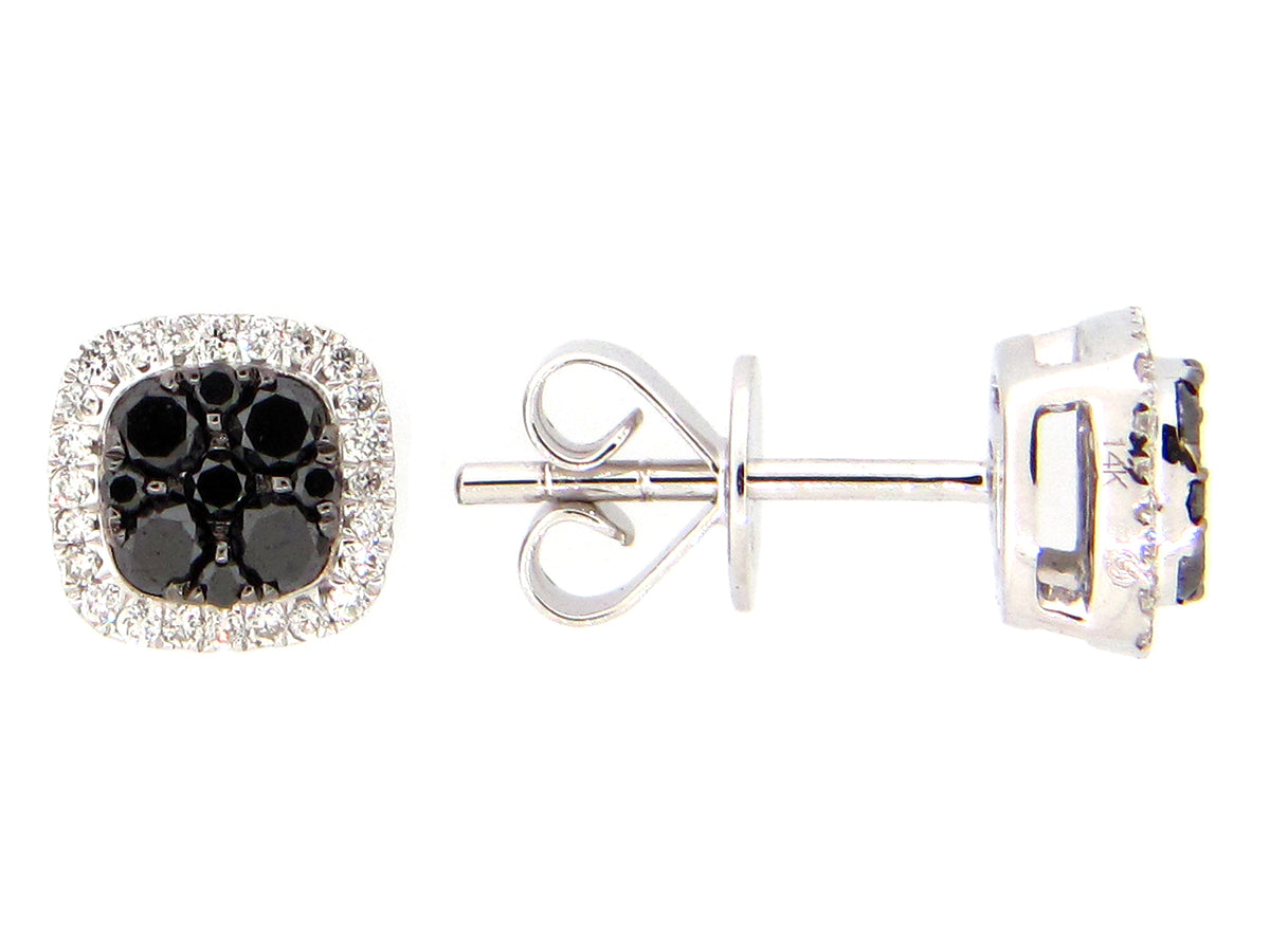 BLACK & WHITE DIAMOND EARRING, 14KW (R/H)